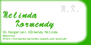 melinda kormendy business card
